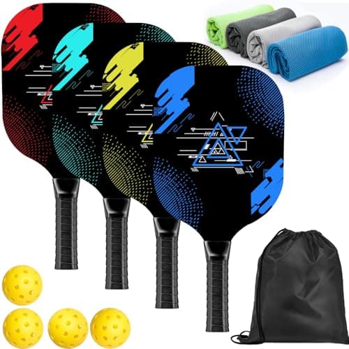 AOPOUL Pickleball Set with 4 Premium Wood Paddles