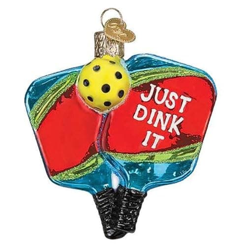 Old World Christmas Pickleball Paddles Glass Ornament — pickleball gift