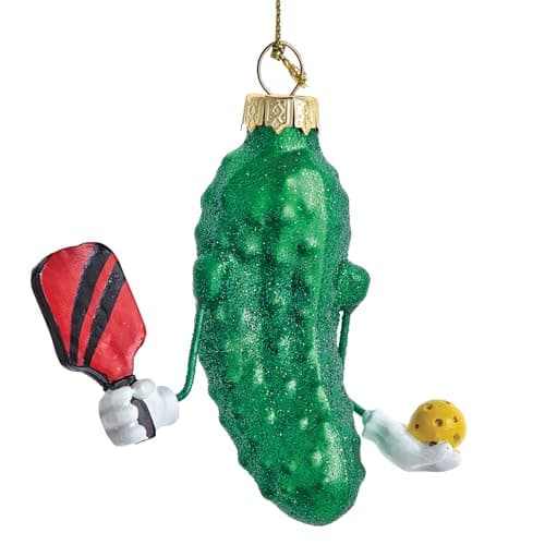 Kurt Adler Glass Pickleball Cucumber Ornament — pickleball gift