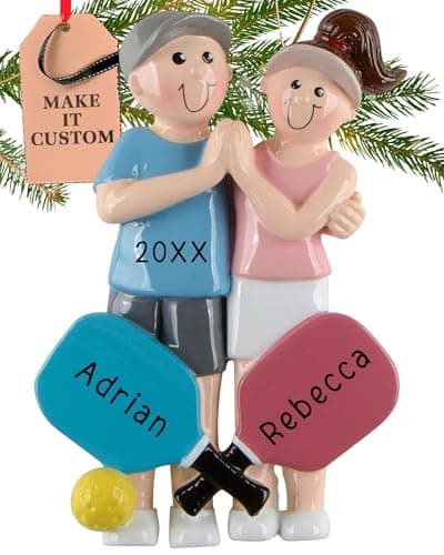 Personalized Pickleball Ornament 2026 (Couple with Paddles) — pickleball gift