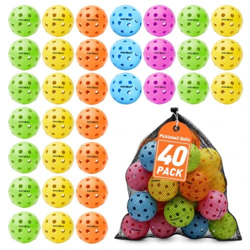 Navona 40 Pack Premium 40 Holes Multicolor Outdoor Pickleball — pickleball gift