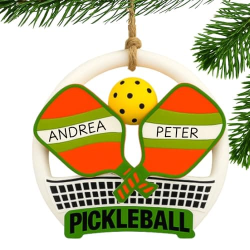 Write-On Pickleball Christmas Ornament (Paddles, Ball & Net) — pickleball gift