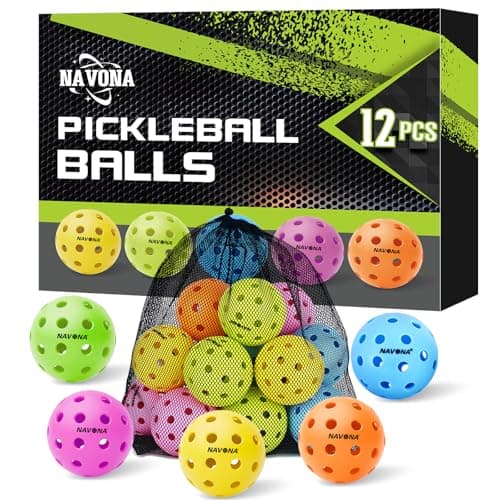 Navona 12 Pack Premium 40 Holes Colorful Outdoor Pickleball — pickleball gift